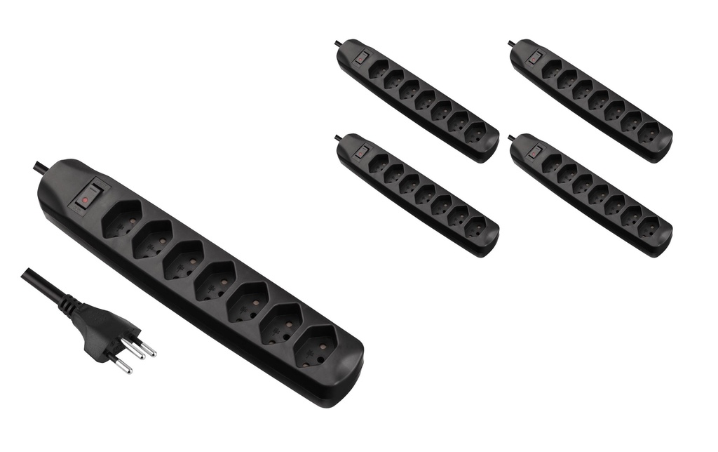 FURBER.power Bloc multiprises 7x T13 avec interrupteur, 5 pièces
