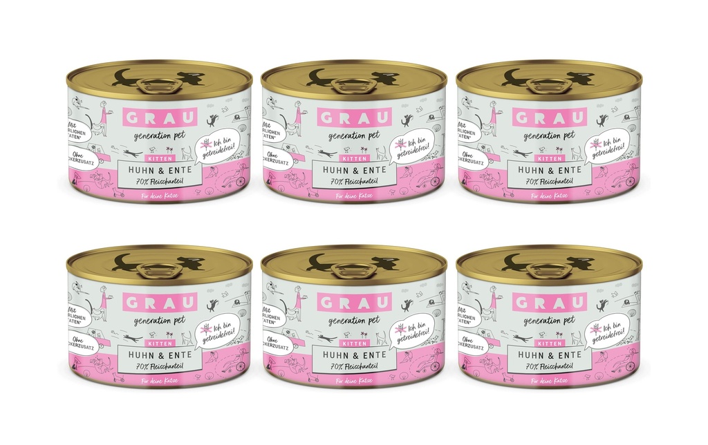 Grau Alimentation humide Kitten poulet et canard 6 x 200 g