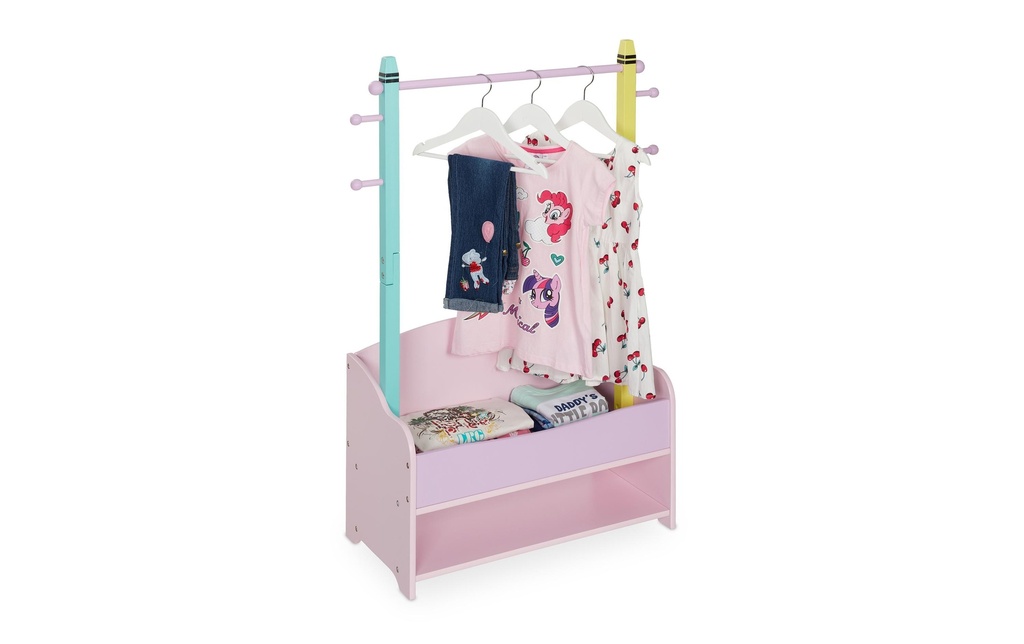 relaxdays Porte-manteaux pour enfants 71 x 100,5 cm, Jaune/Rose/Turquoise