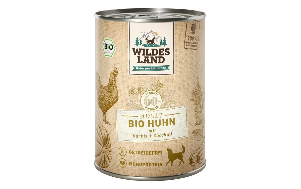 Wildes Land Alimentation humide Poulet au potiron & courgettes 6 x 400 g