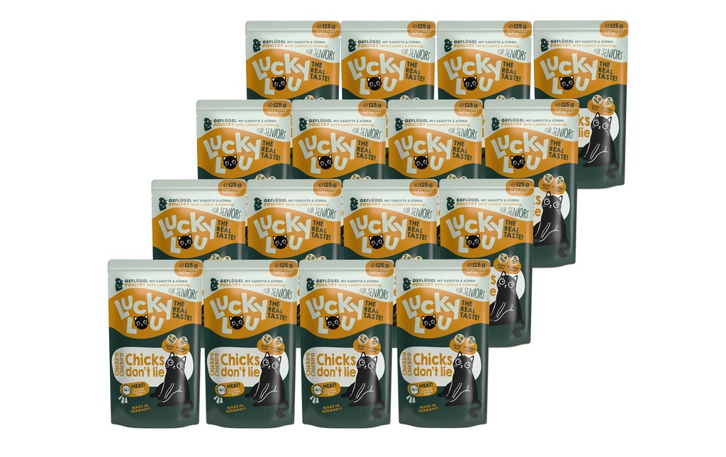 Lucky Lou Alimentation humide Lifestage Senior volaille, 16 x 125 g