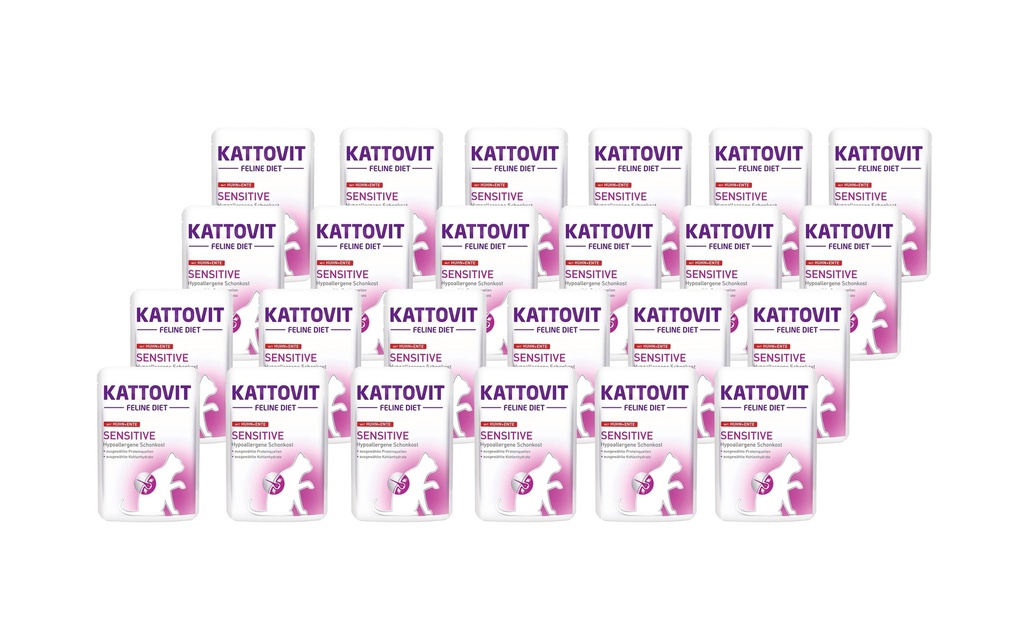 Kattovit Alimentation humide Sensitive au poulet et au canard, 24 x 85 g