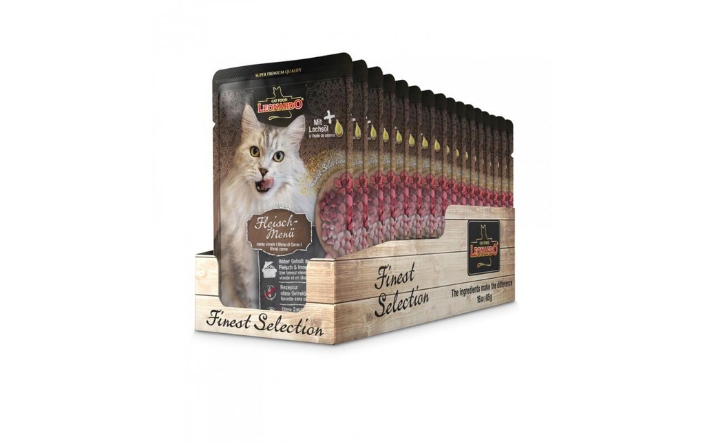 Leonardo Cat Food Alimentation humide Menu viande, 16 x 85 g