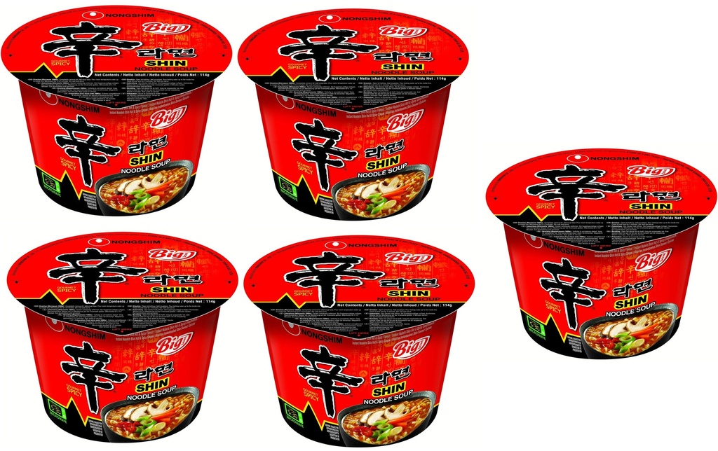 Nongshim Soupe aux nouilles Shin's Big Cup 5 x 114 g
