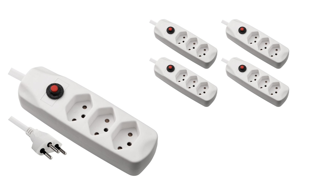 FURBER.power Bloc multiprises avec protection contre les surcharges 3x T13, 5 pièces, blanc