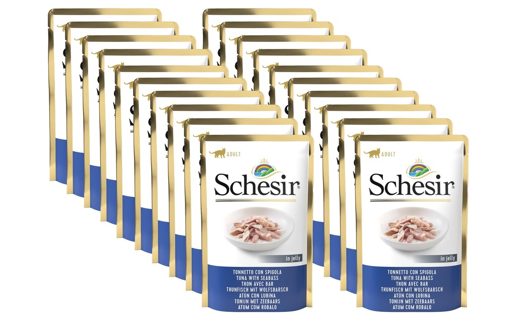 Schesir Alimentation humide Thon & bar en gelée, 20 x 85 g