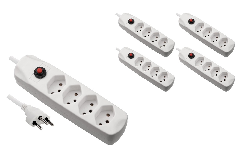 FURBER.power Bloc multiprises avec protection contre les surcharges 4x T13, 5 pièces, blanc