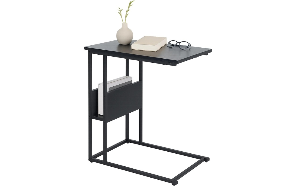 relaxdays Table d'appoint en forme de C 60 x 55 Noir