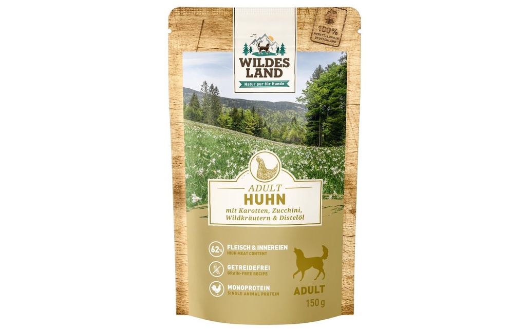 Wildes Land Alimentation humide Poulet aux carottes, aux courgettes & aux herbes sauvages 8x150g