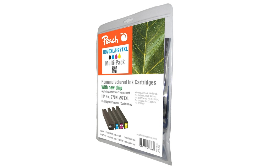 Peach Kits d’encre HP Nr. 971XL BK, C, M, Y