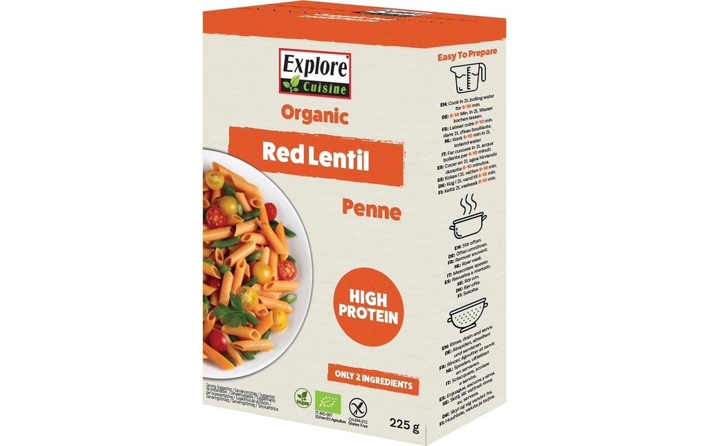 Explore Cuisine Pâtes alimentaires Penne aux lentilles rouges 225 g