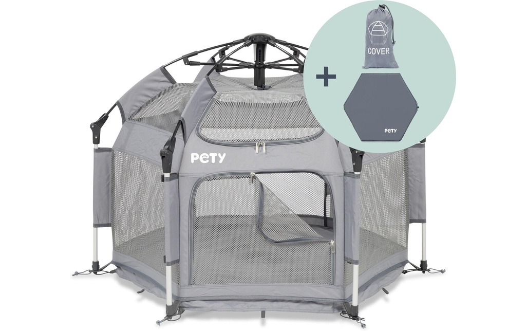 Pety Set de parc petit avec tapis de sol et toit Ø 110 x 80 cm
