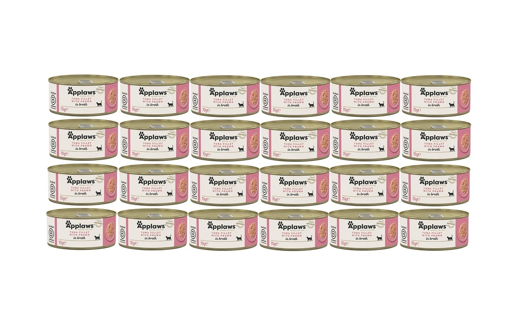 Applaws Alimentation humide Boîte de filets de thon & crevettes en bouillon, 24x156g