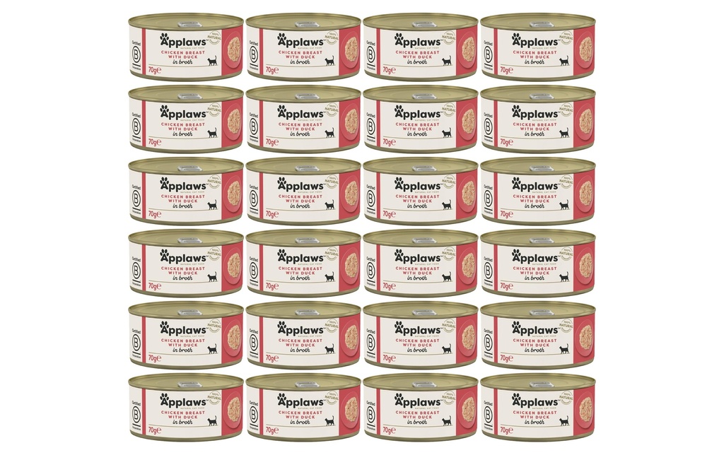 Applaws Alimentation humide Boîte de poitrine de poulet & canard, 24 x 70 g