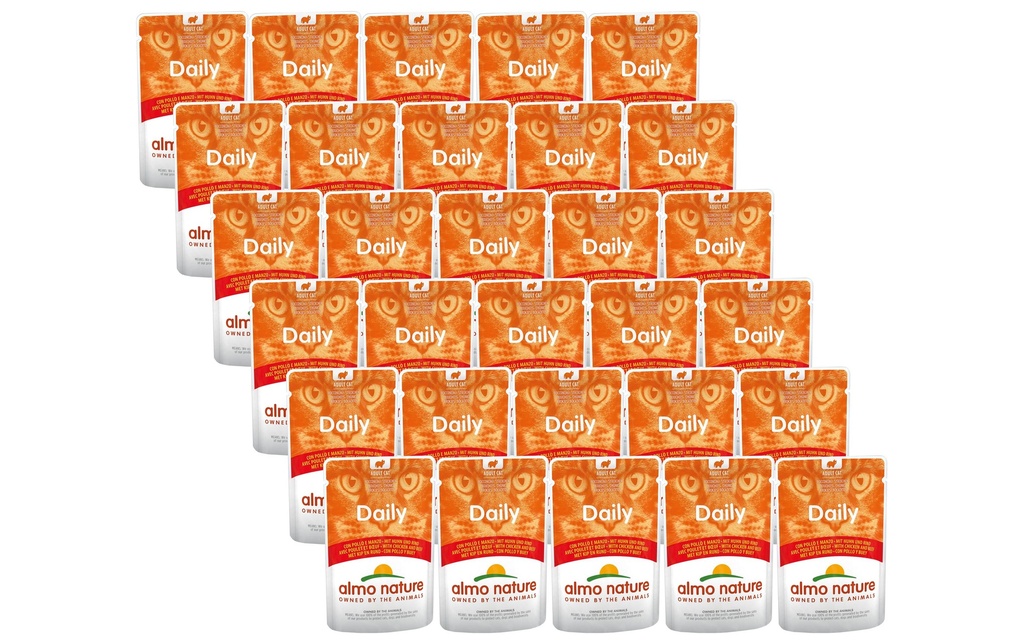 Almo Nature Alimentation humide Daily au poulet et au bœuf, 30 x 70 g