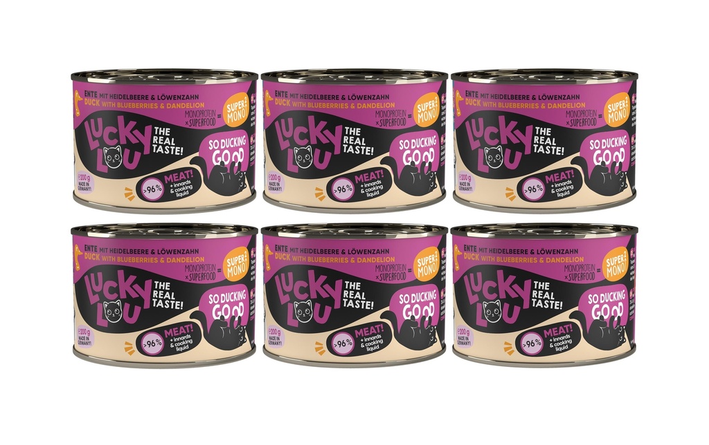 Lucky Lou Alimentation humide SuperMono Canard, 6 x 200 g