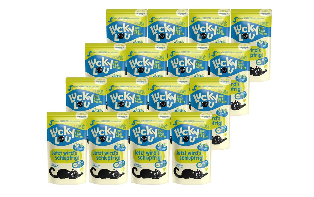 Lucky Lou Alimentation humide Lifestage Adult Bœuf & Insectes, 16 x 125 g