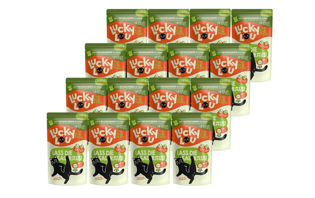 Lucky Lou Alimentation humide Lifestage Adult bœuf & sanglier, 16 x 125 g