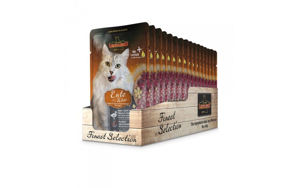 Leonardo Cat Food Alimentation humide Canard & fromage, 16 x 85 g