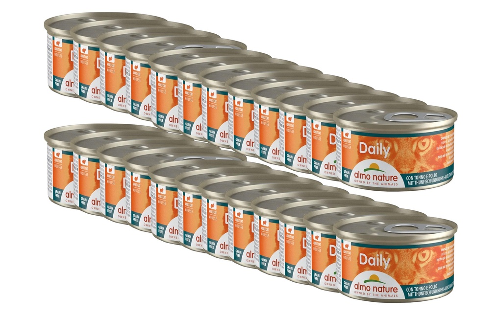 Almo Nature Alimentation humide Daily Mousse au thon et au poulet, 24 x 85 g