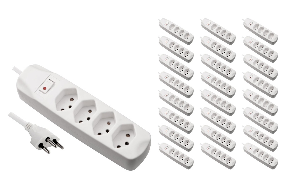 FURBER.power Bloc multiprises 4x T13 avec interrupteur, 25 pièces, blanc