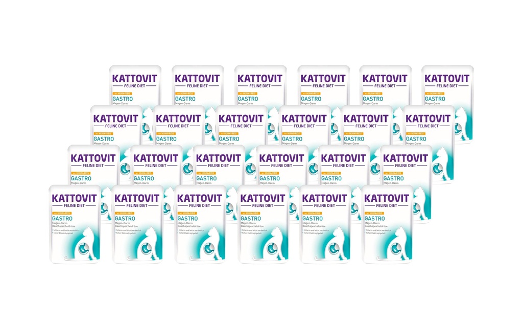 Kattovit Alimentation humide Gastro Poulet et riz, 24 x 85 g