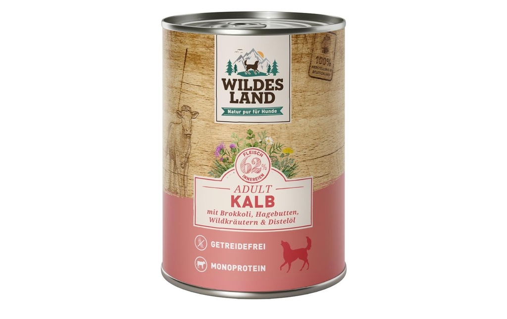 Wildes Land Alimentation humide Veau au brocoli, à l'églantier & aux herbes sauvages 2400g