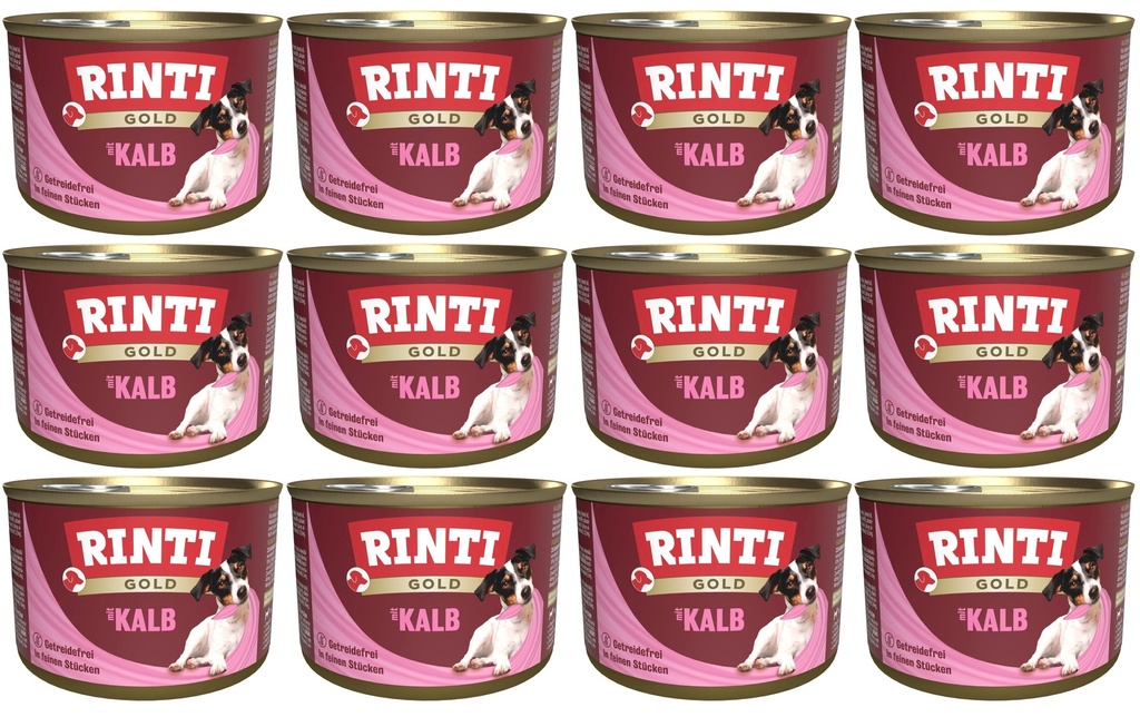 Rinti Alimentation humide Boîte or avec veau, 12 x 185 g