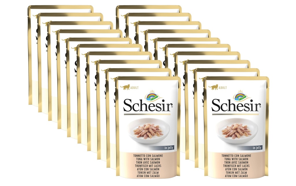 Schesir Alimentation humide Thon & saumon en gelée, 20 x 85 g