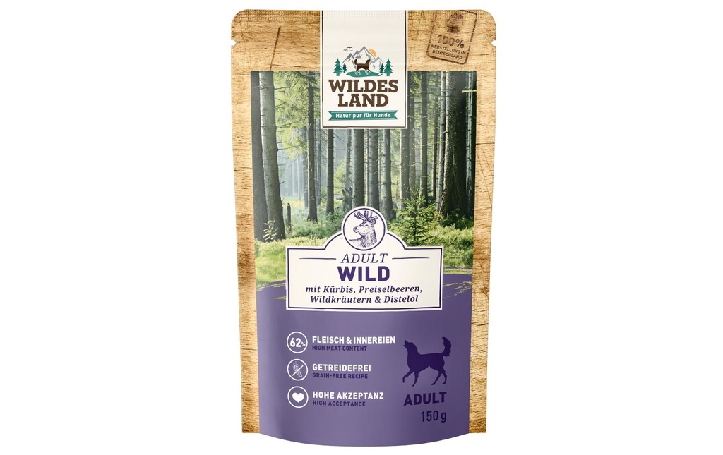 Wildes Land Alimentation humide Gibier à la citrouille & aux airelles 8 x 150 g