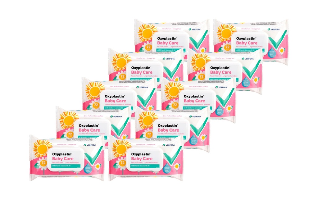 OXYPLASTIN Lingettes humides BabyCare boîte mensuelle 10x 72 pcs.