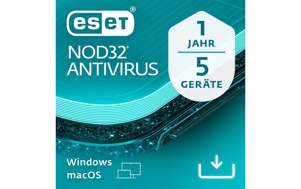 ESET NOD32 Antivirus Version complète, 5 utilisateurs, 1 an