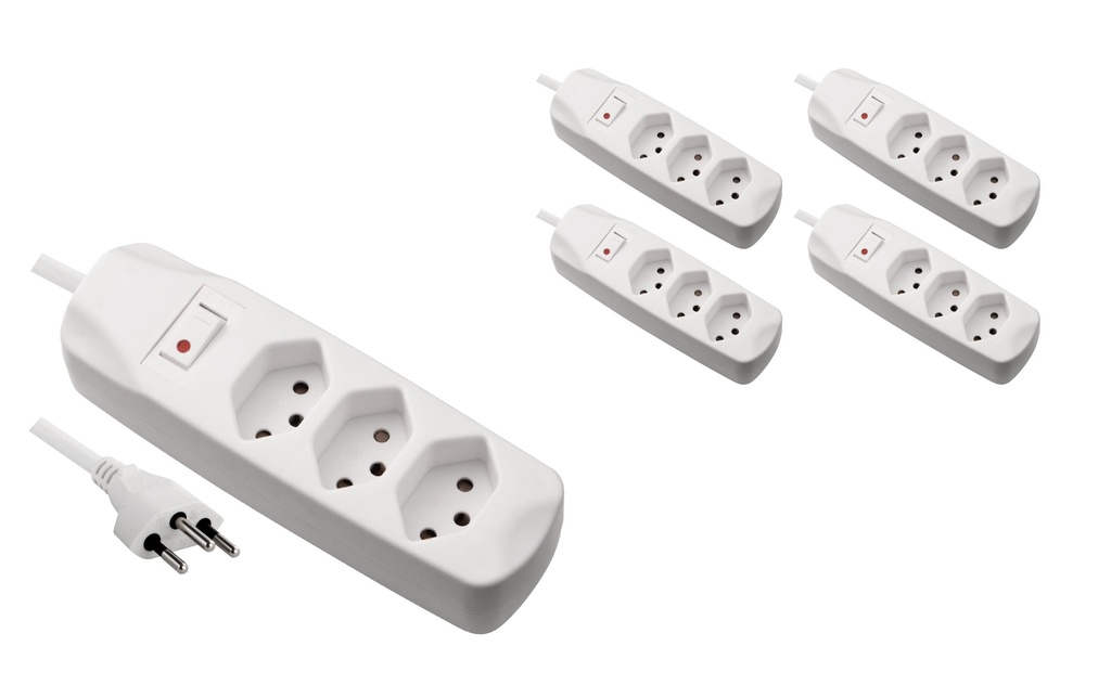 FURBER.power Bloc multiprises 3x T13 avec interrupteur, 5 pièces, blanc