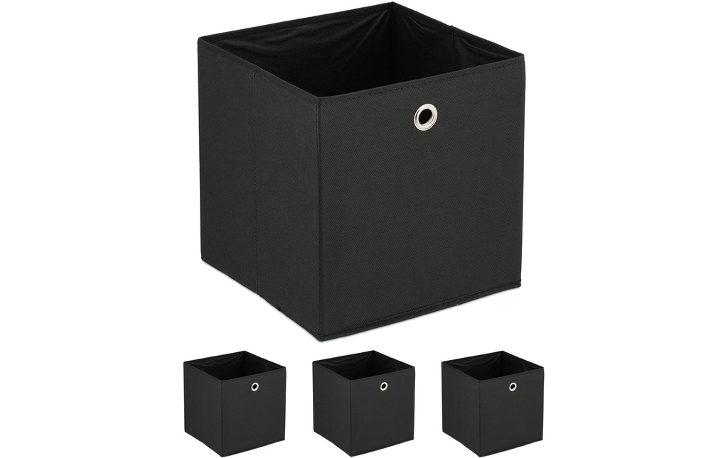 relaxdays Boîte de rangement, lot de 4 Noir