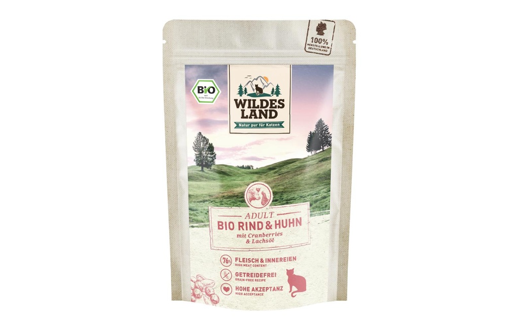 Wildes Land Alimentation humide Adult BIO Bœuf &amp; Poulet 12 x 85 g