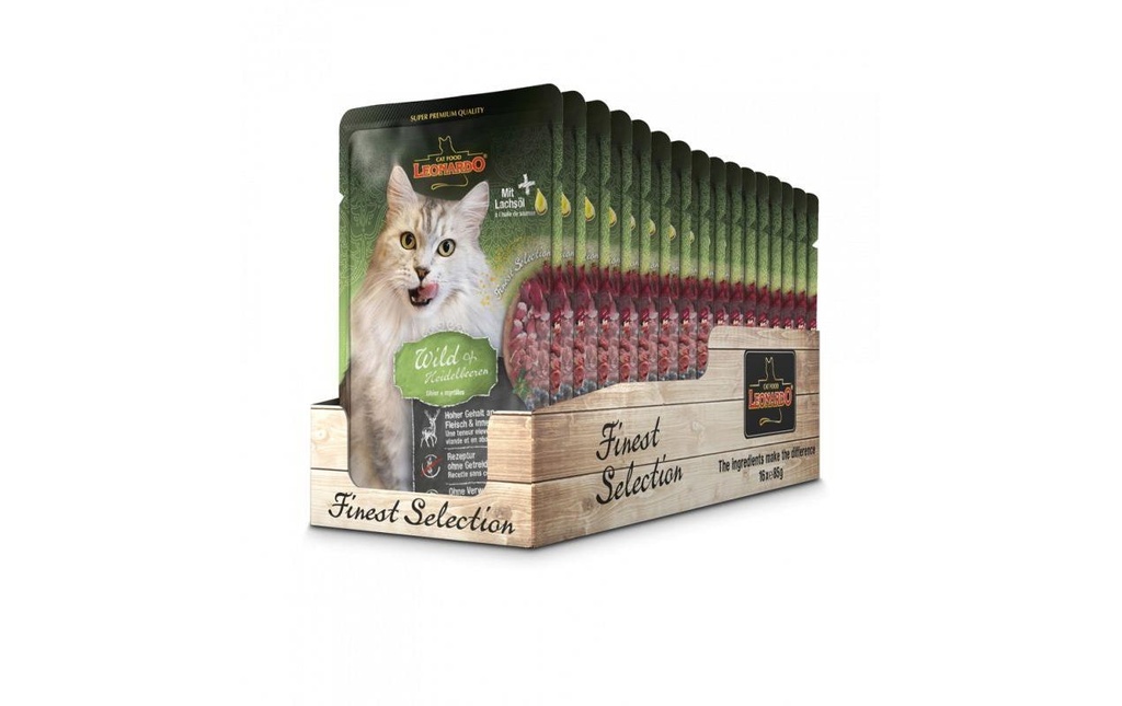 Leonardo Cat Food Alimentation humide Gibier & myrtilles, 16 x 85 g