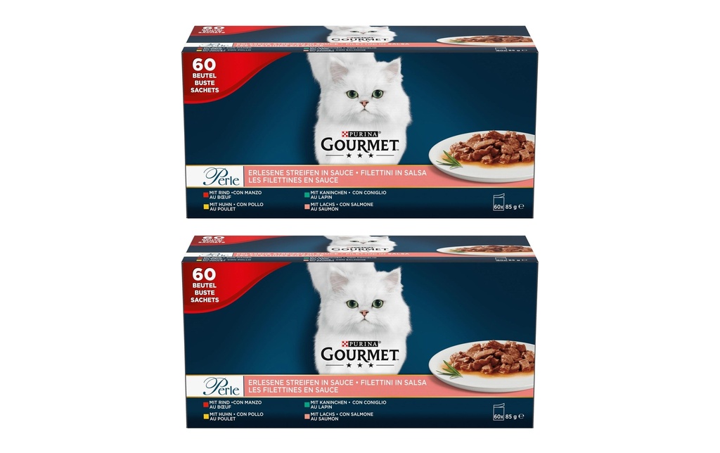 Purina Gourmet Perle à rayures exquises 2 x 60 x 85 g