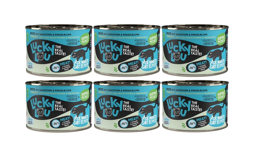 Lucky Lou Alimentation humide SuperMono Dinde, 6 x 200 g