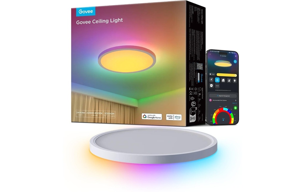 Govee Plafonnier 30 cm, 24 W, 2400 lm, RGBWW + RGBIC