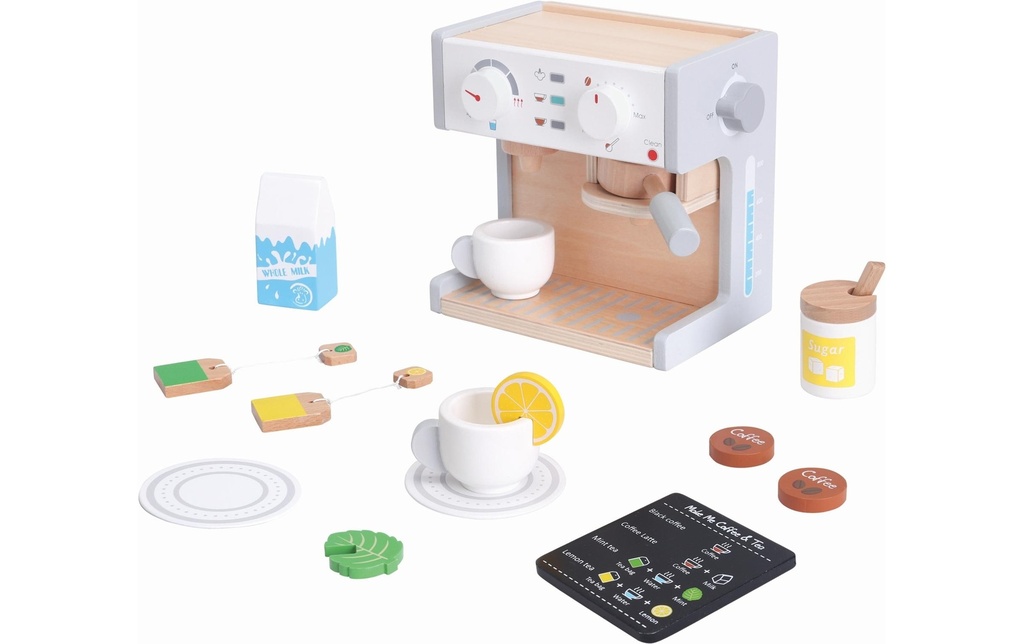 Spielba Holzspielwaren Appareils ménager de jeu Machine à café avec accessoires
