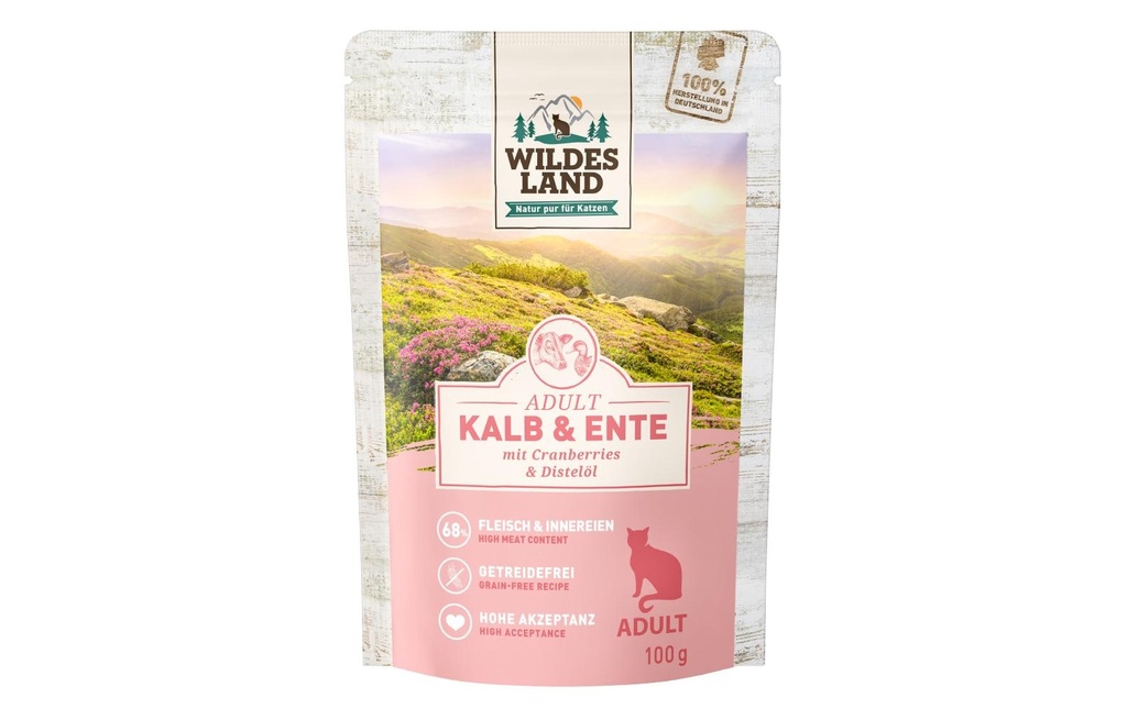 Wildes Land Alimentation humide Adult veau &amp; canard 12 x 100 g