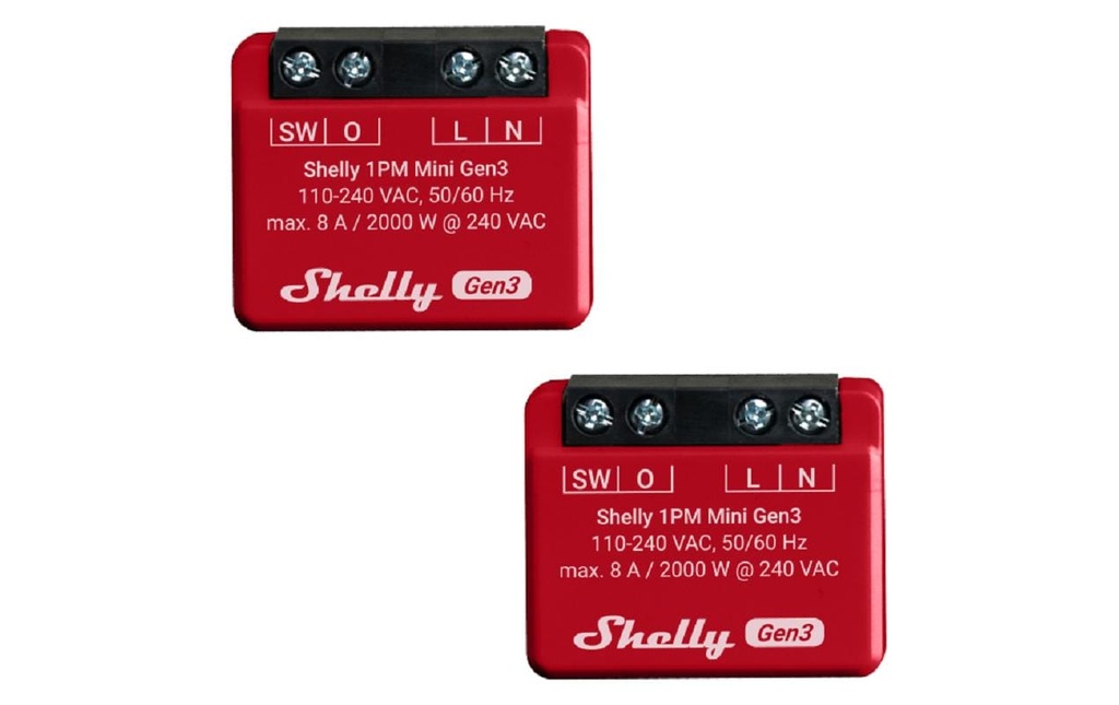 Shelly Actionneur de commutation Wi-Fi Mini PM Gen3, 2 pièces