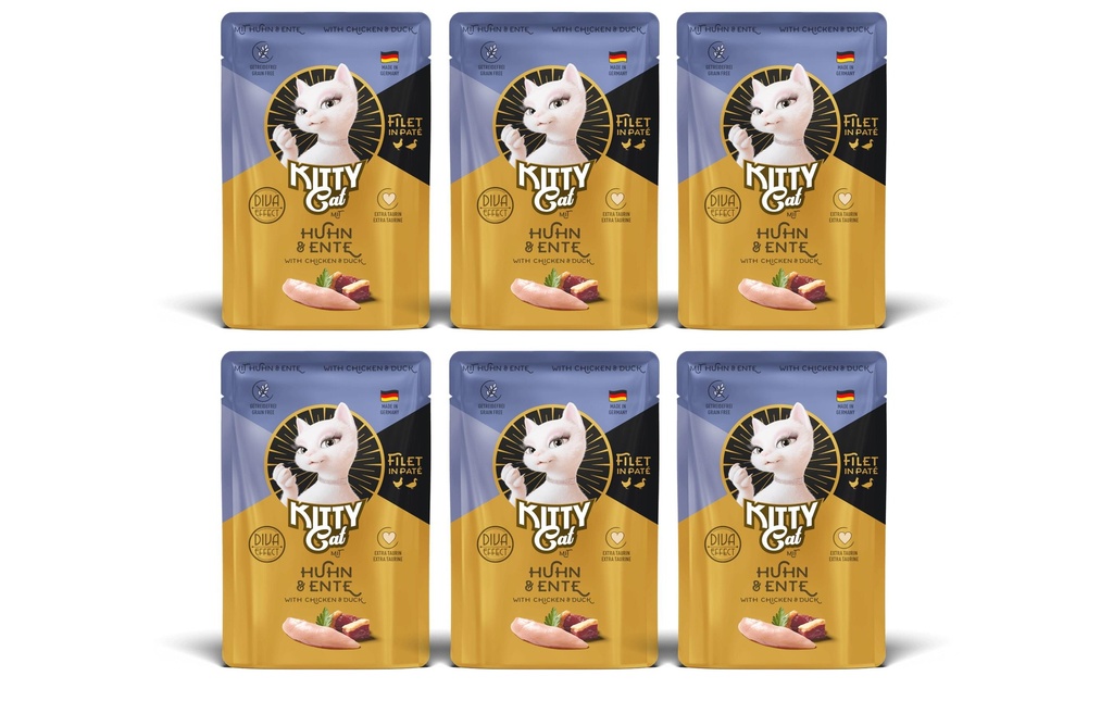 KITTY Cat Alimentation humide Filét Paté Pouch poulet, canard 6 x 85 g