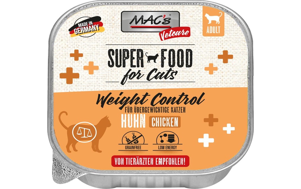 MAC's Vetcare Nourriture humide Cat poulet contrôle du poids 100 g