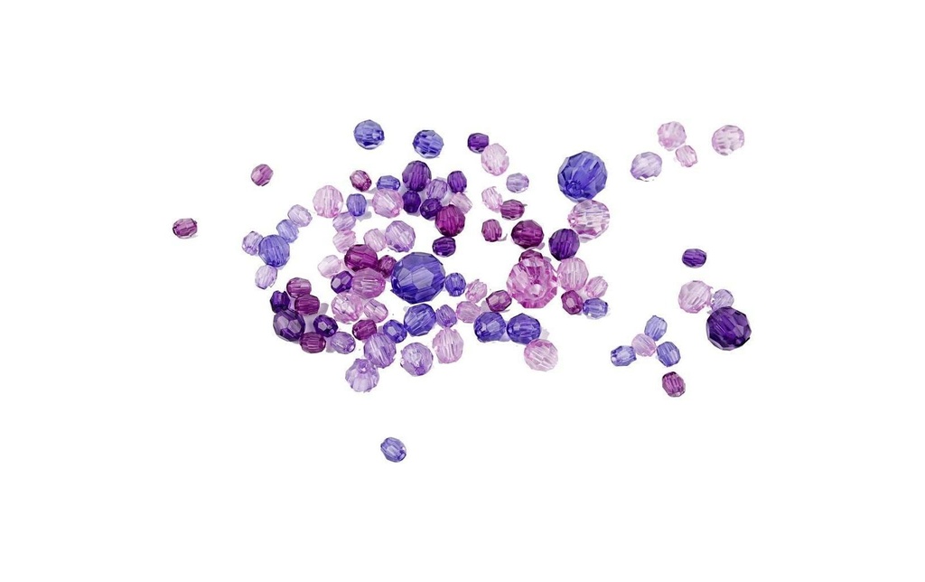 Creativ Company Perles à facettes 4-12 mm Violet, 170 pièces