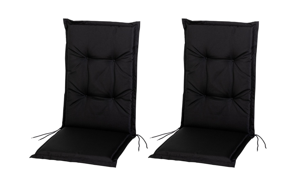 COCON Coussin de chaise à haut dossier Outdoor 118 x 50 cm, Noir, Lot de 2