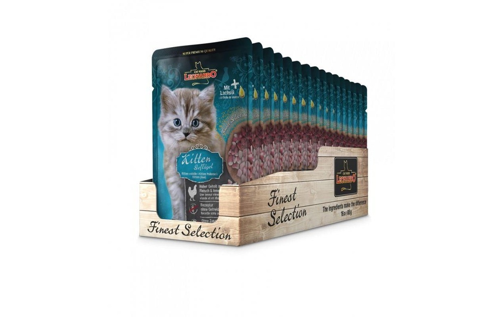 Leonardo Cat Food Alimentation humide Kitten Volaille, 16 x 85 g