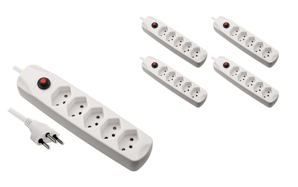 FURBER.power Bloc multiprises avec protection contre les surcharges 5x T13, 5 pièces, blanc
