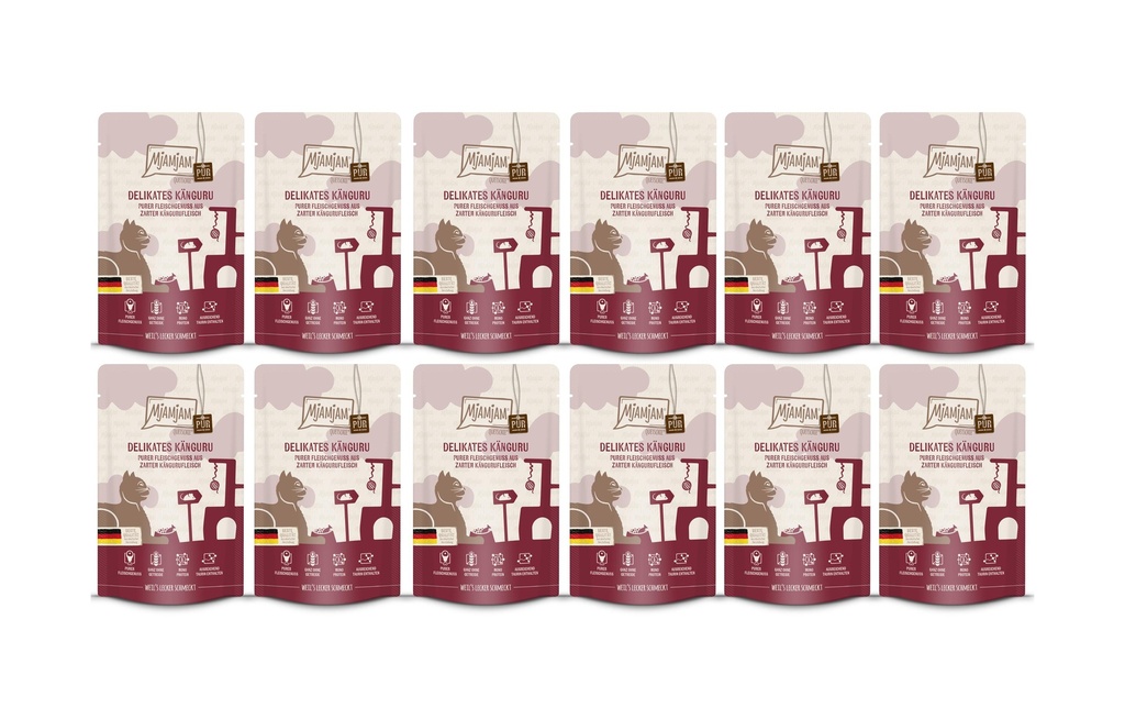 Mjamjam Alimentation humide Quetschie Kangourou pur, 12 x 125 g
