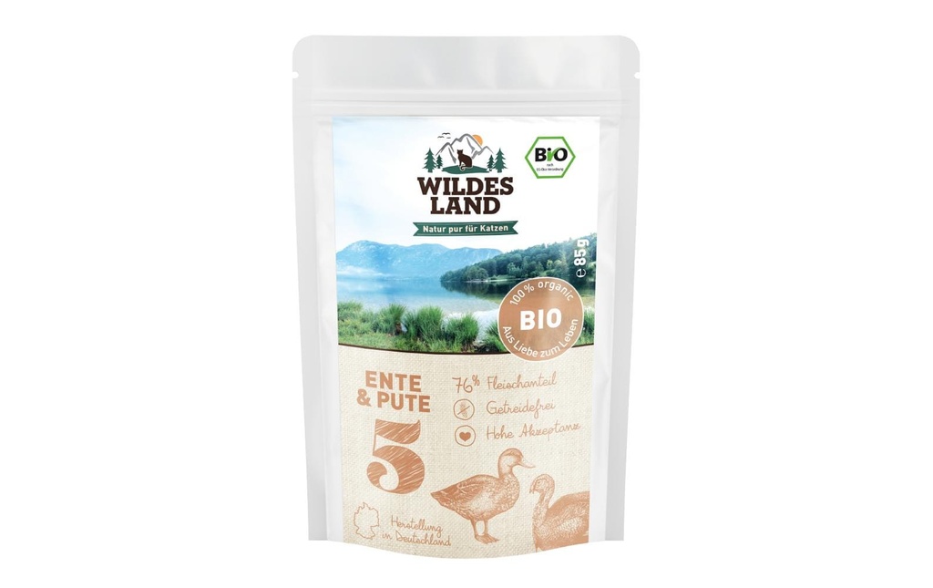 Wildes Land Alimentation humide Adult BIO Canard &amp; Dinde 12 x 85 g
